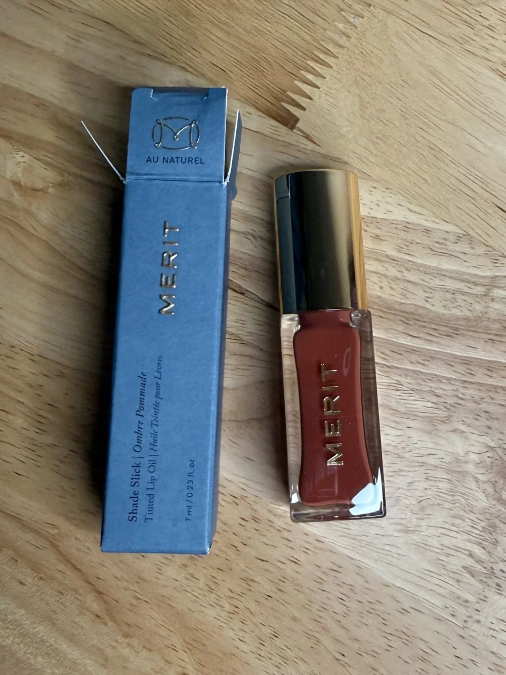 Merit Shade Slick Tinted Lip Oil - Au Naturel NIB